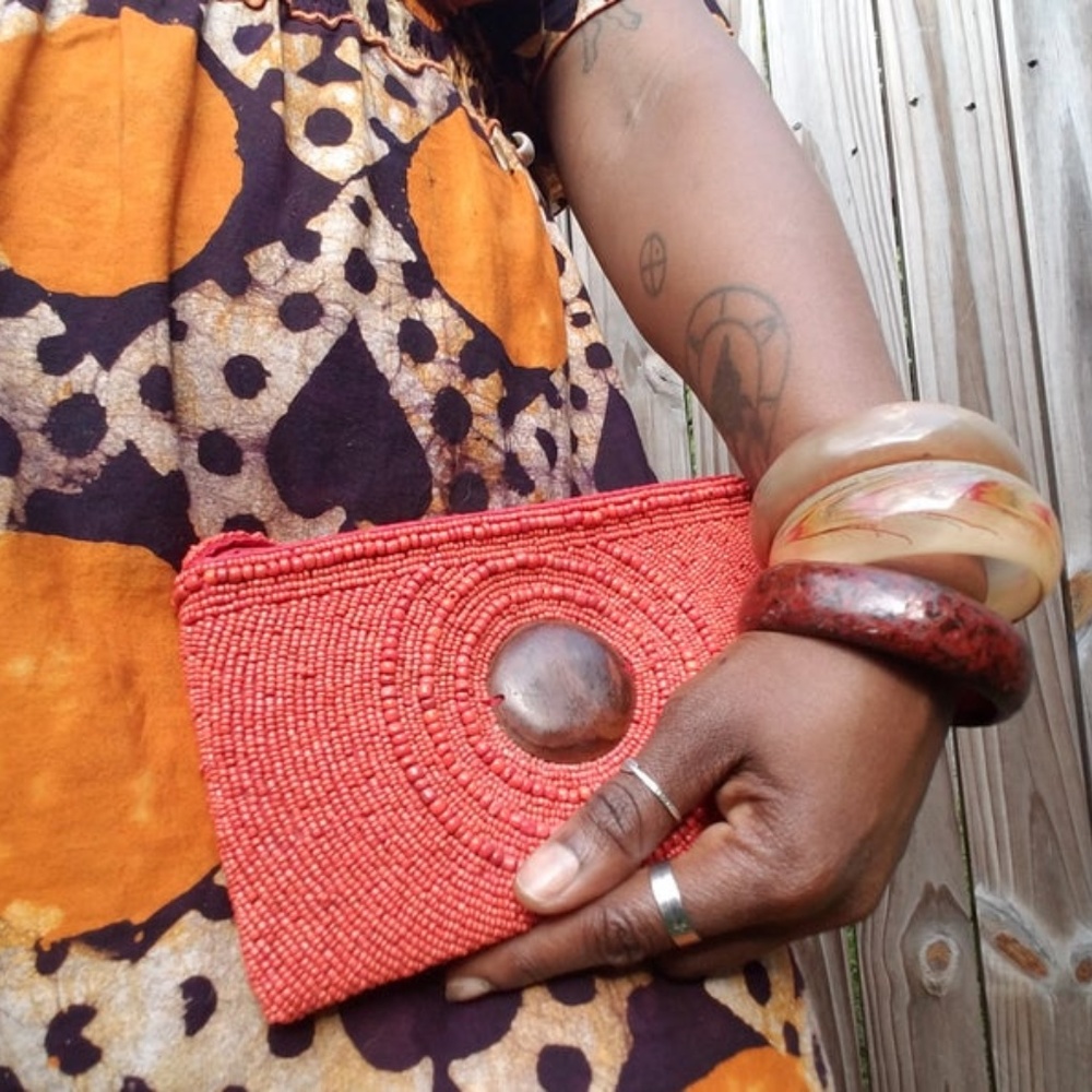 Vintage African Glass Beaded Clutch